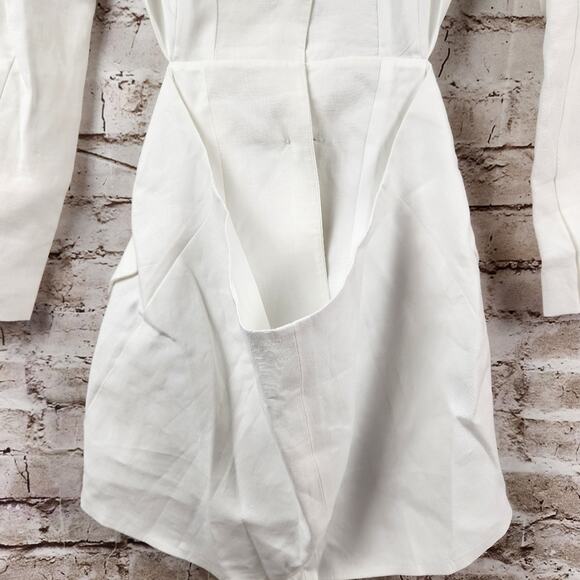 Selmacilek Waist Low-Cut Linen Jacket White Medium NWT Cut Out Open Back - Picture 9 of 11